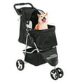 thumbnail image 3 of Zimtown 3-Wheel Pet Stroller for Dogs & Cats, Foldable with Cup Holder & Storage, Black, 3 of 8