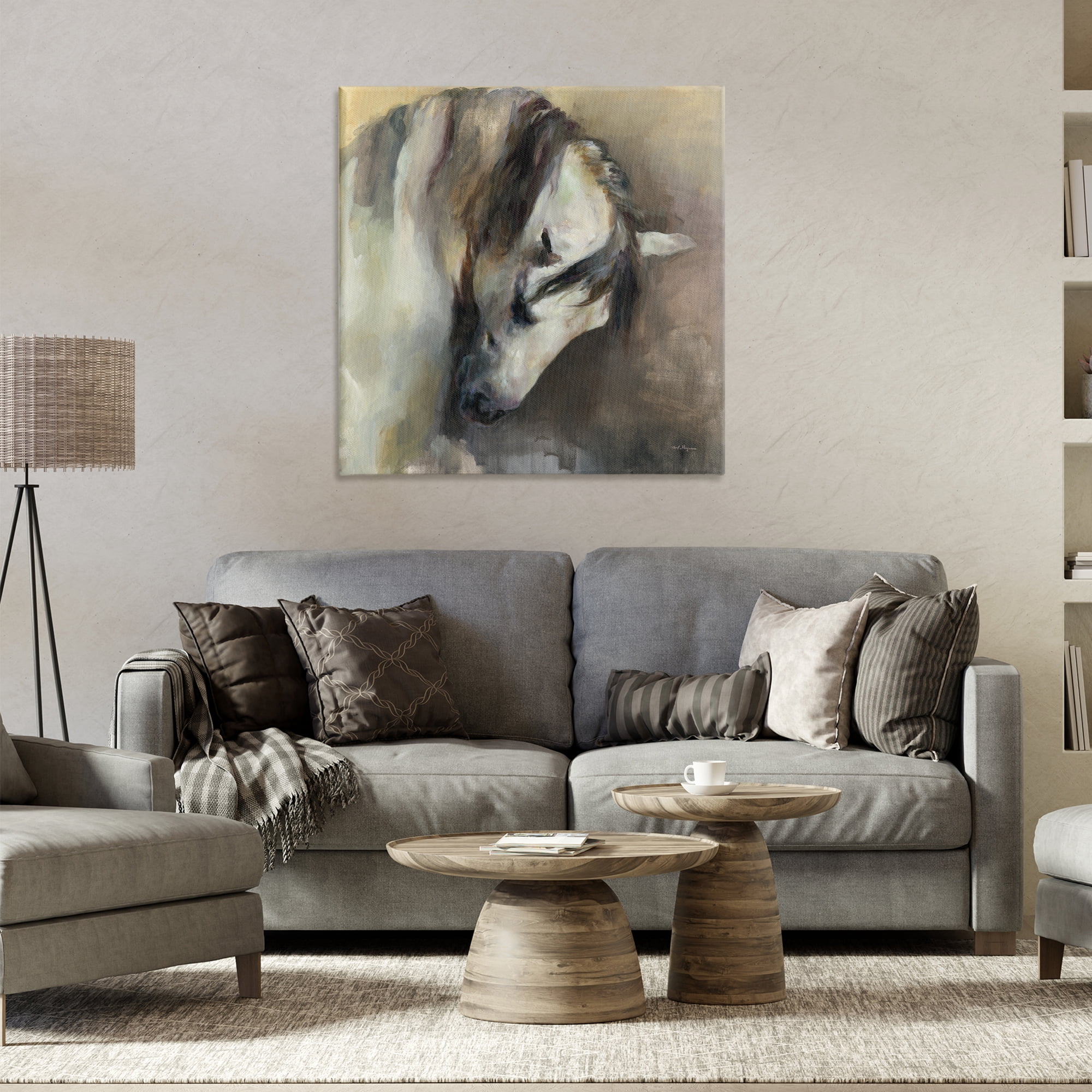 Stupell Industries Classical White Horse Animals Painting Wrapped Canvas Art Print Wall Art, 30 x 30
