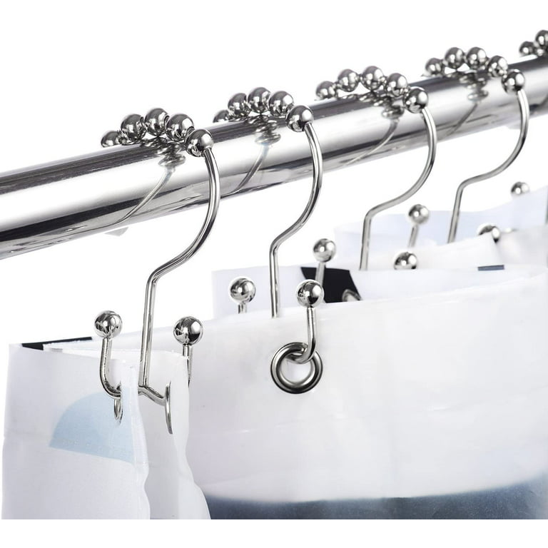 Double Shower Curtain Hooks, Size: Standard, Silver