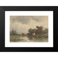 thumbnail image 2 of Willem Roelofs 18x13 Black Modern Framed Museum Art Print Titled - Three Cows on a Puddle (1832 - 1897), 2 of 5