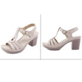 thumbnail image 5 of Fesfesfes Sandals Women Metal Buckle Stitching Sandals Thick High Heels Comfortable Oversized Sandals 7(39), 5 of 5