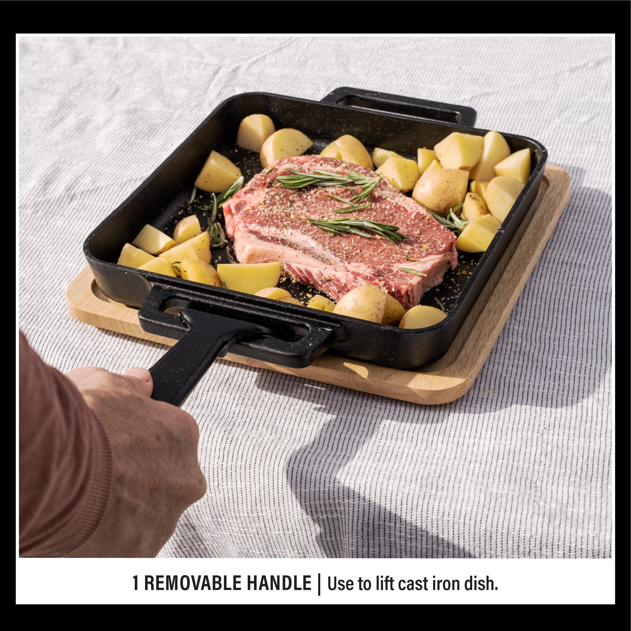 Blackstone Cast Iron Deep Dish Pizza Kit with Removable Handle and Wood Trivet