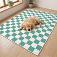 thumbnail image 5 of Arogan Checkered Area Rug for Living Room Bedroom Washable Rug, Mint Green and White,6' x 9', 5 of 8