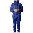 thumbnail image 1 of Hombres Casual Espesar Sudadera con capucha Deportes sólidos Al aire libre Cremallera Montañismo Sudadera Traje Pompotops oipoqjl29371, 1 of 5