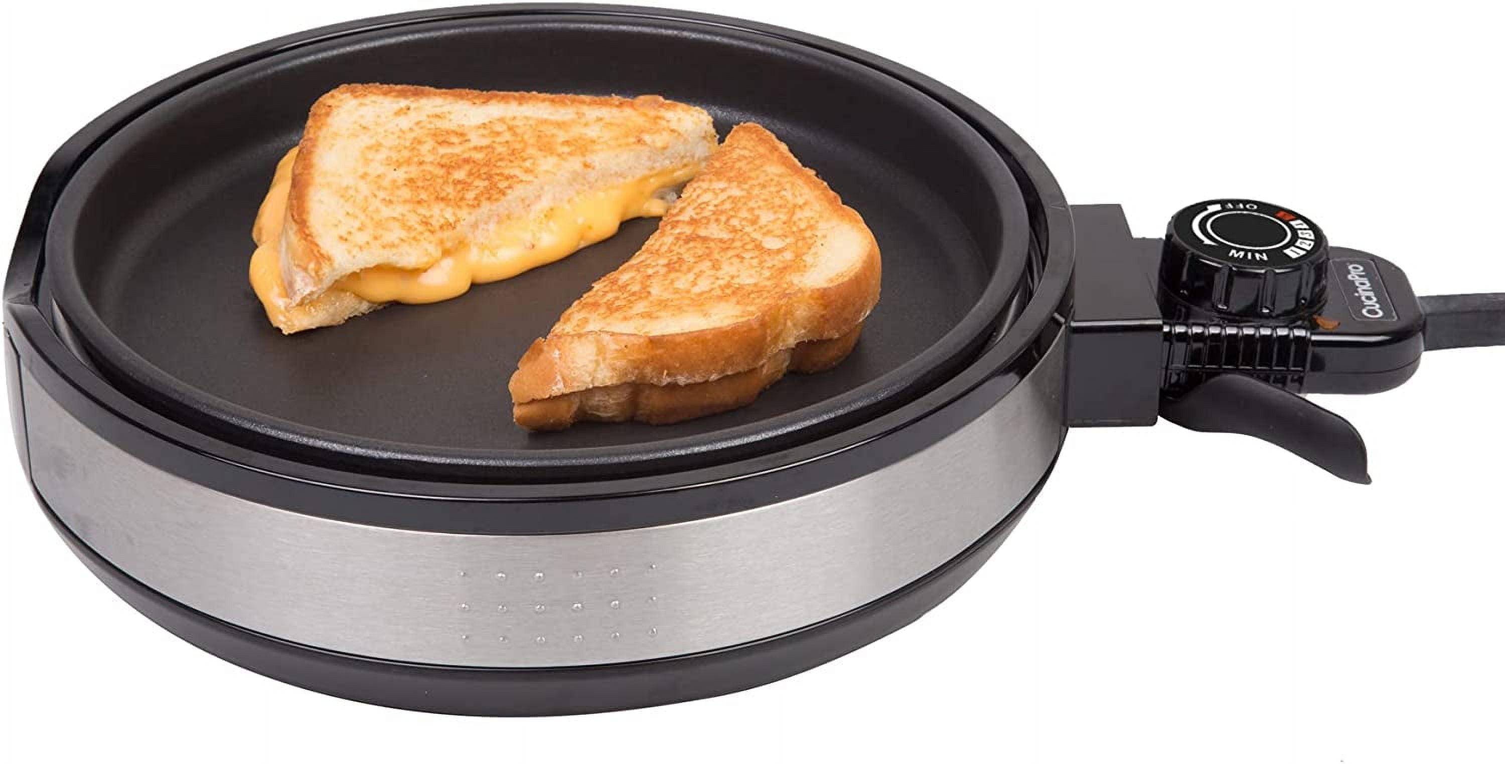 Cucinapro Multi Baker Deluxe- Baking Made Easy- Electric Appliance w Temp Control, 3 Interchangeable Skillets for Grilling, Baking or Dessert - Grilled Cheese, Omelets Pizza, Sandwiches, Cake Pops
