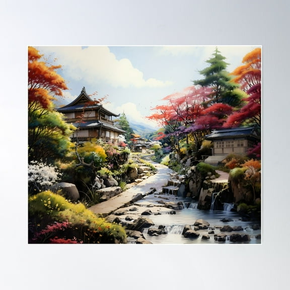 Magome Juku Japan Landscape During The Edo Period Poster Wall Art, Modern Wall Decor For Living Room Bedroom, 8x12 UNFRAMED