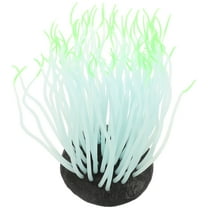 OUNONA Lifelike Silicone Sea Anemone Decoration for Aquarium Tanks Green Color with Suction Cup 6 Inch
