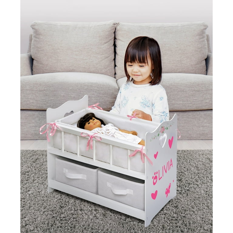  Badger Basket Toy Doll Bed with Storage Baskets and  Personalization Kit for 20 inch Dolls - Gray : Toys & Games