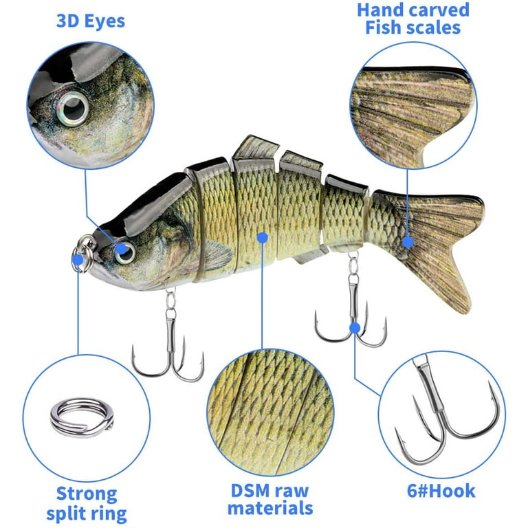 Fishing Lures for Bass Trout 3.9-inch Multi Jointed Swimbaits Slow