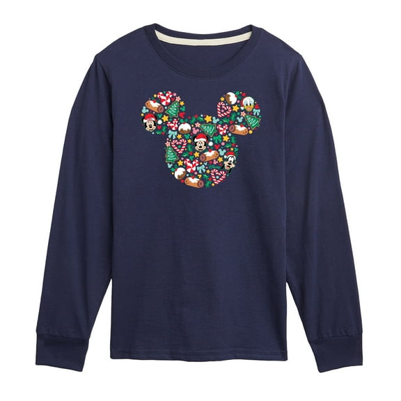Disney - Mickey Silhouette Christmas - Toddler & Youth Long Sleeve Graphic T-Shirt