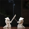 thumbnail image 4 of Ceramic Samurai Incense Holder & Tea Pet, Terracotta Zen Statue Decor, 4 of 7