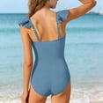 thumbnail image 6 of Swimsuits Girls 7-8 Girls Swimsuit One Piece Swimsuits Solid Color Bathing Suit Colorful Contrast Trim Adjustable Straps Swimwear 9-16Y, 6 of 7