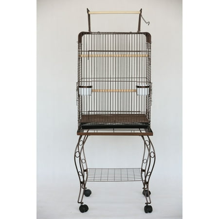 UPC: 0833775005402 | 20  Open Top Parrot Cage with Stand – Antique Copper