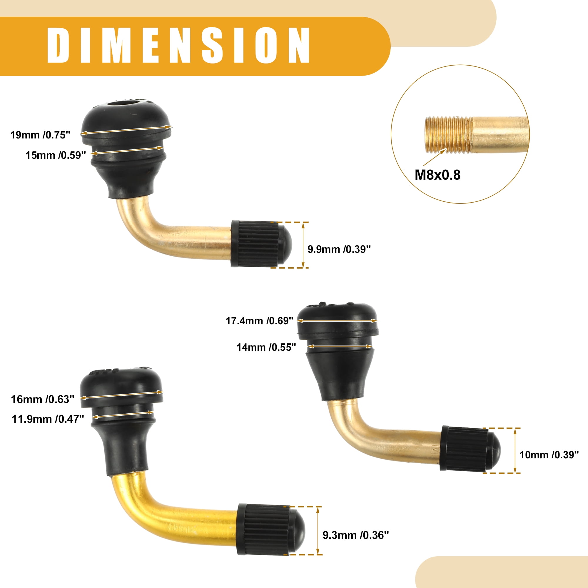 Unique Bargains 12 Pcs Universal Tubeless Tire Valve Stem - Stainless Steel Gold Tone