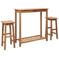 thumbnail image 3 of vidaXL 3 Piece Bar Set Solid Oak Wood, 3 of 7