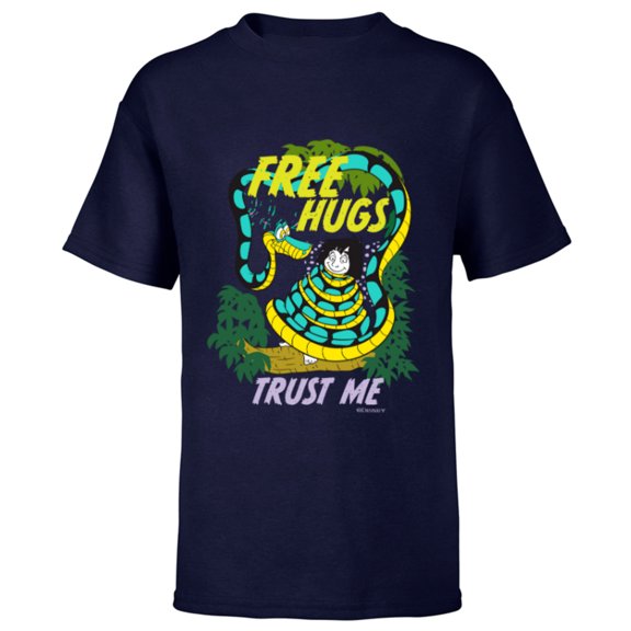 Disney The Jungle Book Free Hugs Trust Me - Short Sleeve T-Shirt for Kids - Customized-Navy