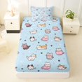 thumbnail image 3 of Homewish Kawaii Cat Animal Twin Sheets,Cartoon Pet Themed Bedding,Blue,3-Piece,1 Fitted Sheet and 1 Pillowcase, 3 of 6