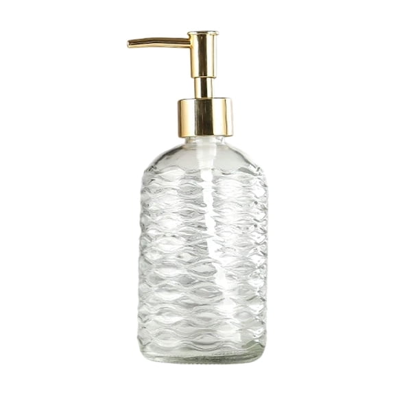 Leodye 1PCS Textured Glass Soap Dispenser, Refillable Liquid Hand Soap Pump Bottle, Bathroom Kitchen Sink Decor for Shower Gel Shampoo Lotion & Hand Wash -7.68x2.83 Inch