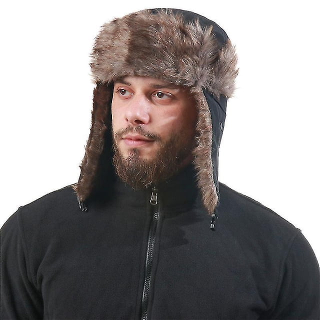 Trapper Ushanka Hat Warm Russian Trooper Fur Earflap Winter Ski Hat Cap (negro) ZefeiWu 8390615085632