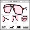 thumbnail image 5 of Mens Large Square Aviator Sunglasses Retro Navigator UV400 / Tortoise - Pink, 5 of 7