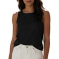 thumbnail image 2 of ClodeEU Women's Solid Color Crew Neck Denin Tank Top, Casual Sleeveless Jean Tops Black,Women's Plus L, 2 of 8