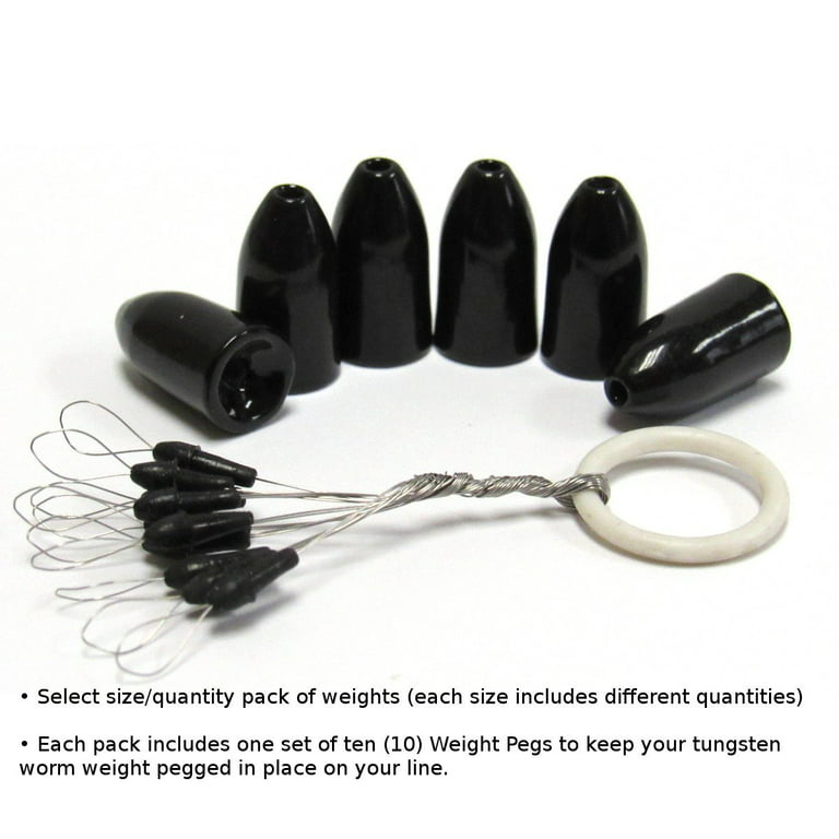 Harmony Fishing - Tungsten Worm Weights & Weight Pegs (Select Size/Qty) for  bass fishing (3/16 oz (8 Pack)) 