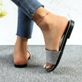 thumbnail image 4 of GJPBGK Women’s Rhinestone Slide Sandals Flat Open Toe Sandals One-Strap Slip-On Summer Slippers for Evenings, Travel, and Everyday Outfits, 4 of 6
