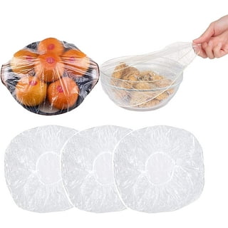AMZ Plastic Covers for Bowls, Plates, Pack of 100 Clear 12 Inch Disposable  Food Covers Stretch, Odorless Thick 30 Micron PE Elastic Bowl Covers with