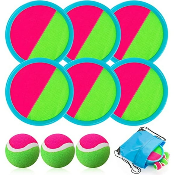 YOPTOP Toss and Catch Ball Set, Catch Game Toys for Kids, Beach Toys, Paddle Ball Game with 6 Paddles and 3 Balls, Perfect Games for Outdoor, Backyard Games for Kids, Adults, Family