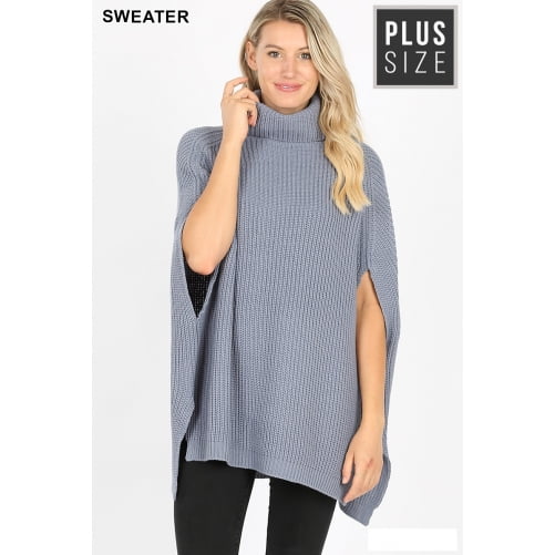 women's plus poncho sweater