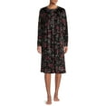 thumbnail image 2 of Aria Women's and Women's Plus Size Long Sleeve Ballet Velour Nightgown, 2 of 5