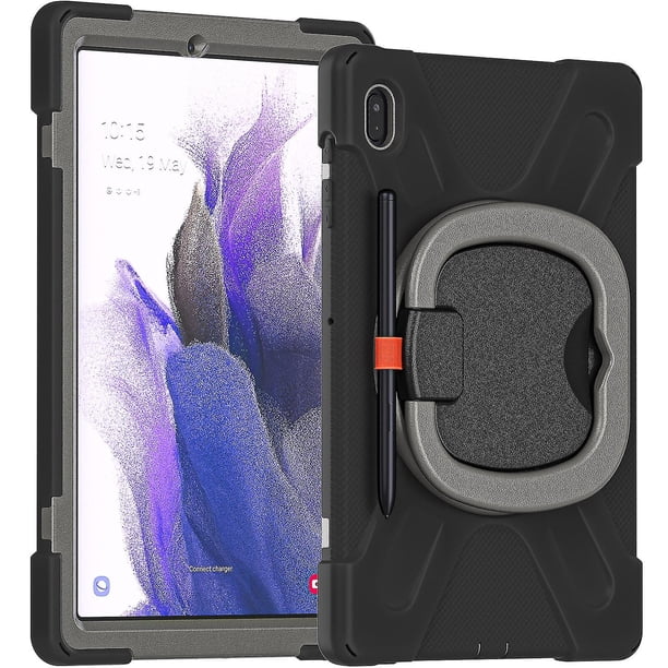 Funda protectora de color para Samsung Tab S7 Fe de 12,4 pulgadas con soporte para bolígrafo, anillo ajustable grande y protección contra golpes.