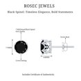thumbnail image 6 of Rosec Jewels Natural Black Spinel Solitaire Crown Stud Earrings - 3 Carat - AAA Quality - Ready to Gift, 925 Sterling Silver, 6 of 7