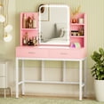thumbnail image 3 of Aheaplus Vanity Desk, Vanity Desk with Mirror and Lights, Makeup Desk with Drawers, Vanity Set with 3 Color Lighting Options, Dressing Table with Storage Shelf for Bedroom, Pink, 3 of 8