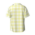thumbnail image 2 of Daiia Lemon Yellow Checkboard Men's Linen Shirts Short Sleeve Casual Shirts Button Down Shirt for Men Beach Summer Wedding Shirt-3X-Large, 2 of 7
