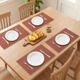 thumbnail image 3 of Farmhouse Placemats Set of 6 Woven Paper Cotton Placemats for Dining Table Decor Indoor Outdoor Kitchen Table Mat Wipe Clean Caramel Red 17.7x11.8inch, 3 of 6
