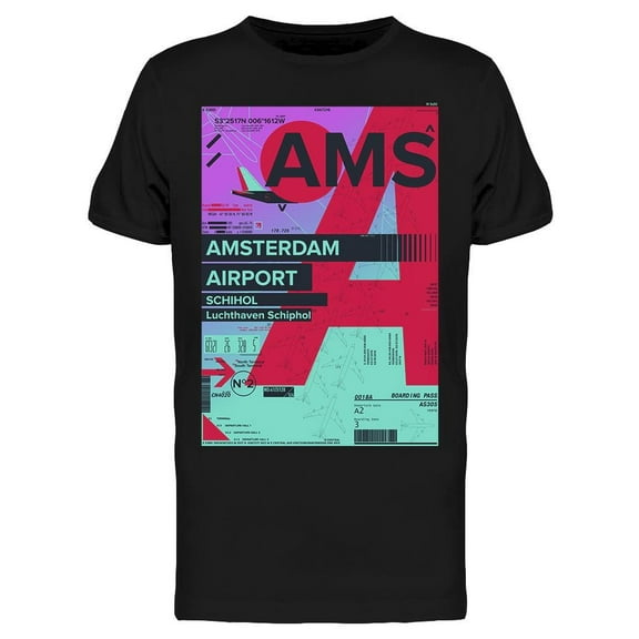 Airport Departure Amsterdam T-Shirt Men -Image by Shutterstock, Male Medium