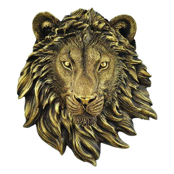 Animales de imitación montados en la pared, arte rústico de pared para su hogar, decoración rústica de animales para el hogar León