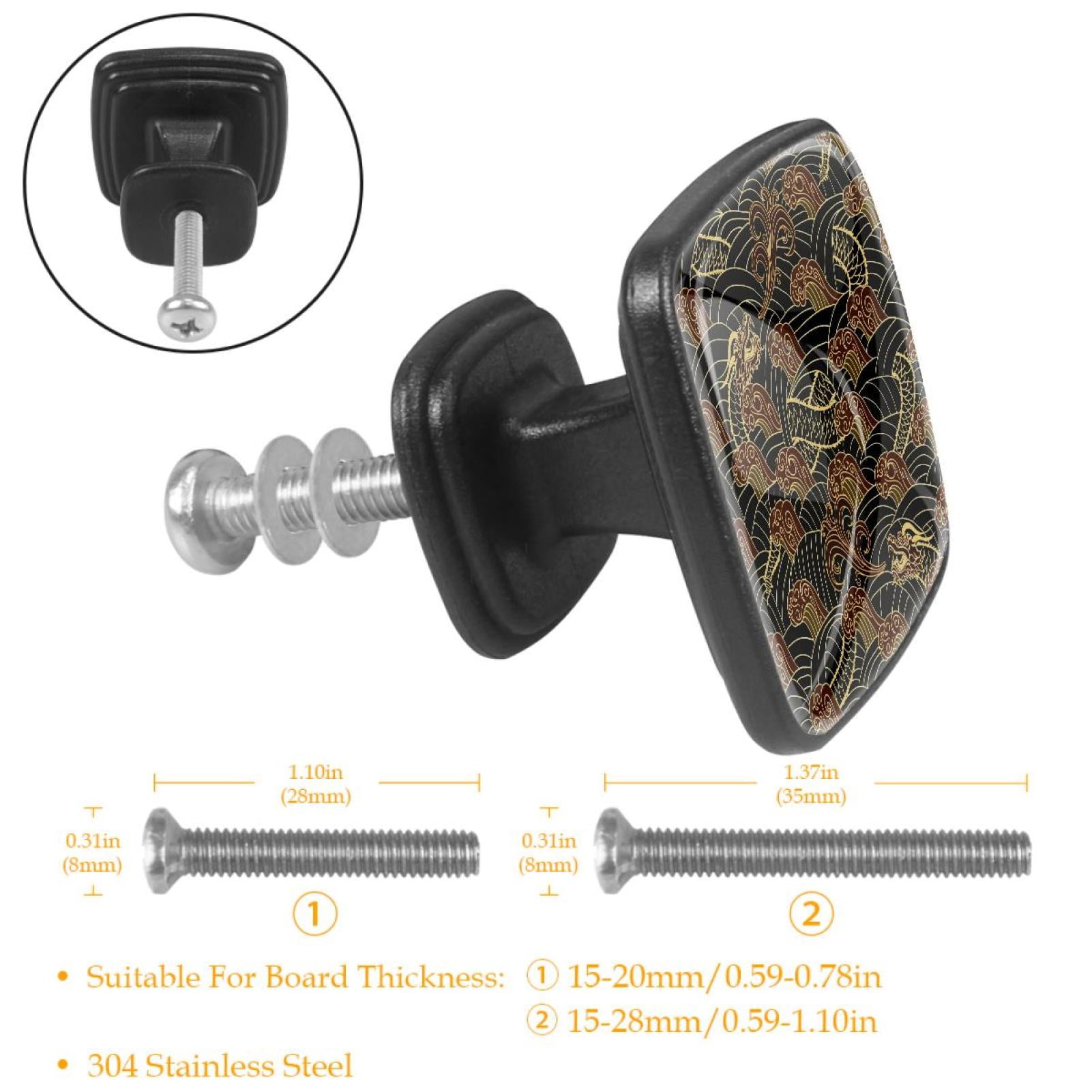 4 Pcs Cabinet Handle Drawer Pulls Oriental Traditional Knobs with Screws Square Furniture Office Cabinet Knob Decoration