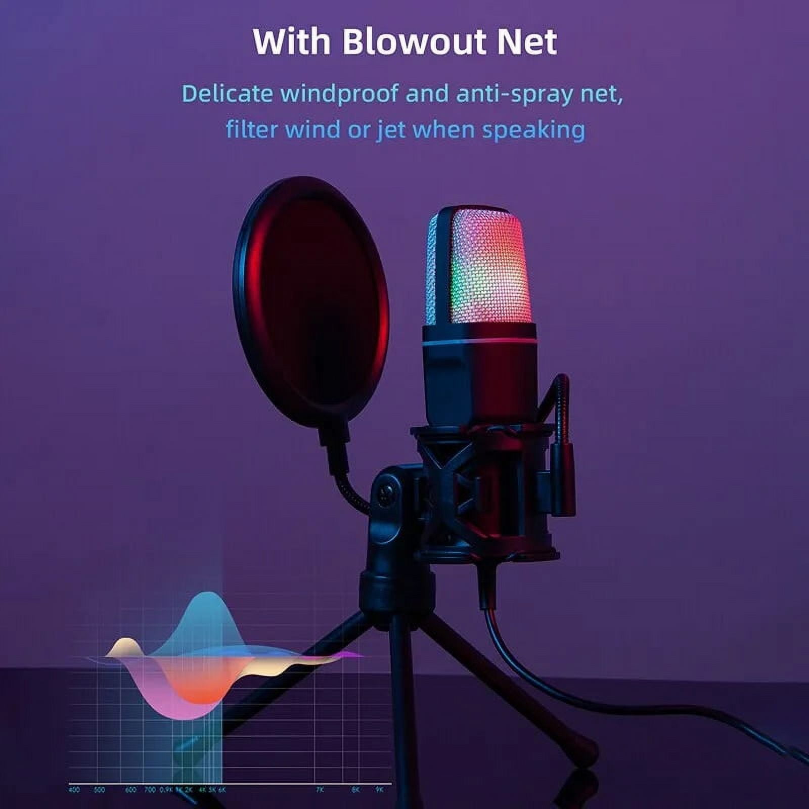 USB RGB Wired Gaming Condenser Microphone for Podcast Studio Streaming PC Laptop Desktop