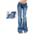 thumbnail image 5 of Y2K Jeans Women, Audhol Women's Street Retro Bell Bottom Pants Slim Fit and Slimming Elastic Jeans Long Pants Low Rise Jeans Sky Blue L, 5 of 5