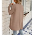 thumbnail image 4 of Mujer Abrigo Suéter Con Capucha Moda Frente Abierto Tejido Irregular Color Puro Mujer Cárdigan Casual Para Otoño Invierno Mujer Caqui S, 4 of 6