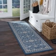 thumbnail image 4 of Tayse Hampton Area Rug HMP4007 Traditional Navy Medallion Curls 7' 10 x 7' 10" Round, 4 of 11