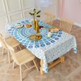 thumbnail image 3 of Rectangle Waterproof Tablecloth 60×120 Inch, Mandana Flower Leaf Art Blue 210-153 Reusable Indoor/Outdoor Durable Table Cover for Party Kitchen Dinner Room Decor, 3 of 6