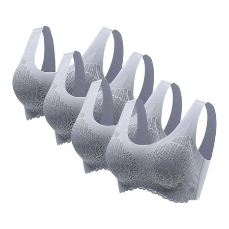 ALLLIST Seamless Underwear for Women Lace 4 Pack Latex Bras Solid Cozy Removable Cup Gray Women s Lingerie Size L