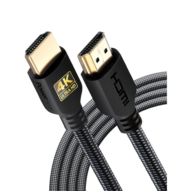 Cable HDMI PowerBear 4K de alta velocidad de 10 pies con conectores dorados