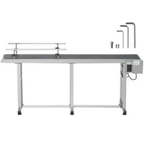 KFFKFF Motorized Conveyor Belt, 71x7.8 in, Durable Stainless Steel Frame, Ideal for Inkjet Coding, Features Anti-Static PVC, Speed Control, with Dual Guardrails