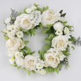 thumbnail image 3 of Artificial White Peony Floral Wreath, 15.7'' Silk Spring Summer Fall Winter Wreaths for Outdoor Front Door Indoor Wedding Wall Window Décor, 3 of 4