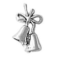 thumbnail image 1 of Sterling Silver 20" 1mm Box Chain 3D Bow Christmas Or Wedding Bells Pendant Necklace, 1 of 2