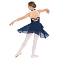 thumbnail image 2 of Raenseen Kids Girls Shiny Rhinestone Figure Ice Skating Dress Gymnastic Skirted Leotard Ballerina Outfit Competition Dancewear Navy Blue 12, 2 of 7